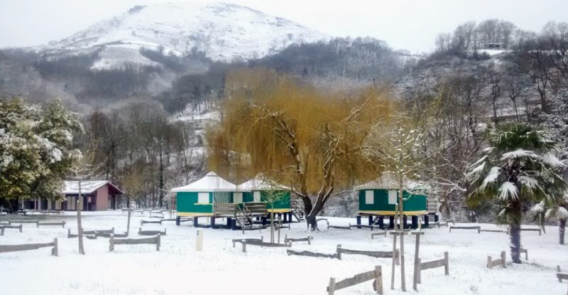 Camping Amestoya en Bidarray bajo la nieve